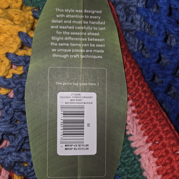 NWT Farm Rio Diagonal Stripes Crochet Midi Skirt Size M Boho Beach Coverup  $215 - Picture 8 of 12